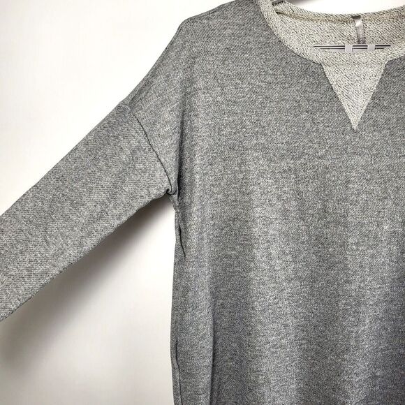 Red Lolly Tunic Sweater Medium Gray Flecked Cotton Blend USA Made High Low Hem - Picture 9 of 13